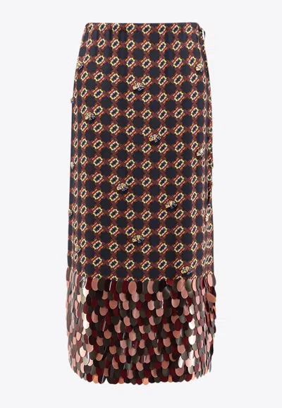 Dries Van Noten Rhinestone Midi Skirt In Brown