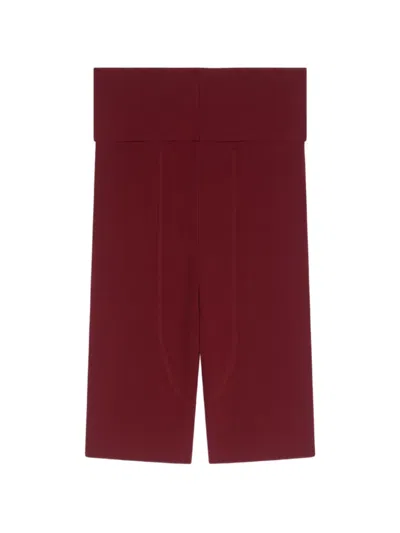 Dries Van Noten Rib Knit Biker Shorts In Burgundy
