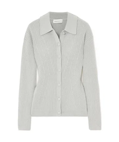 Dries Van Noten Ribbed Cardigan In Gray