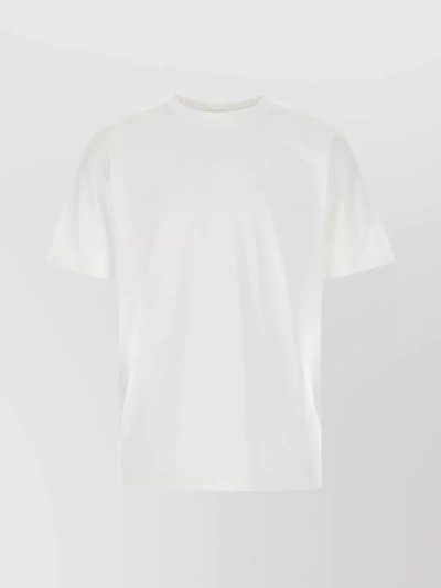 Dries Van Noten Ribbed Crew-neck Cotton T-shirt With Short Sleeves In White