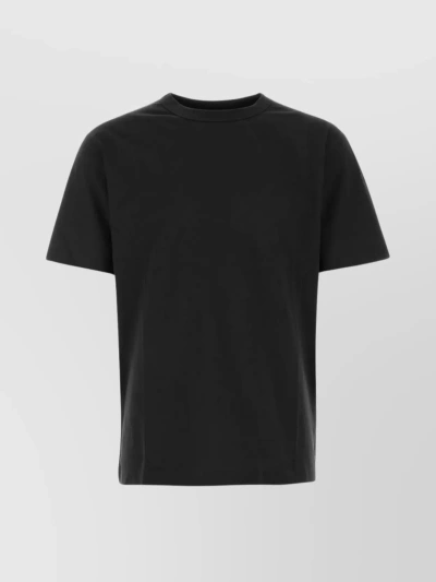 Dries Van Noten Ribbed Crew-neck Cotton T-shirt With Short Sleeves In Black