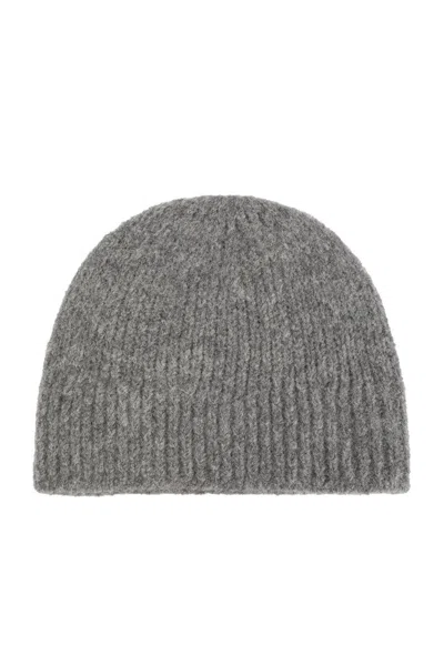 Dries Van Noten Ribbed Knitted Beanie In Grey