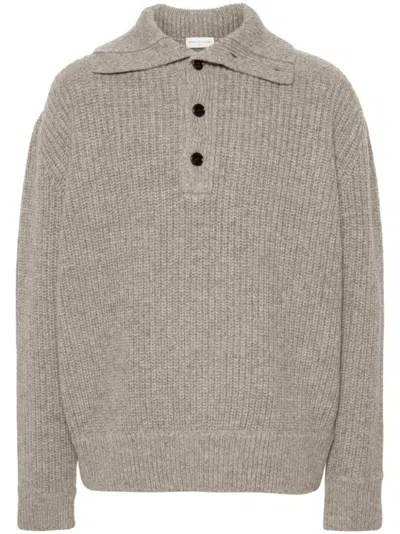 Dries Van Noten Ribbed Mélange Wool Polo With High Neck