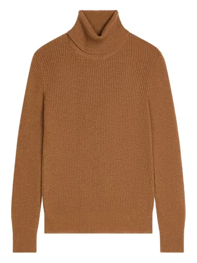 Dries Van Noten Ribbed Turtleneck Sweater In Brown