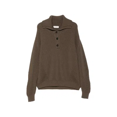 Dries Van Noten Ribbed Wool Knit Sweater In Green