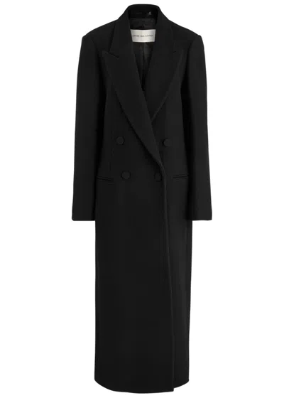 Dries Van Noten Double-breasted Toile Overcoat In Black