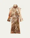 Dries Van Noten Risto Abstract-print Belted Trench Coat