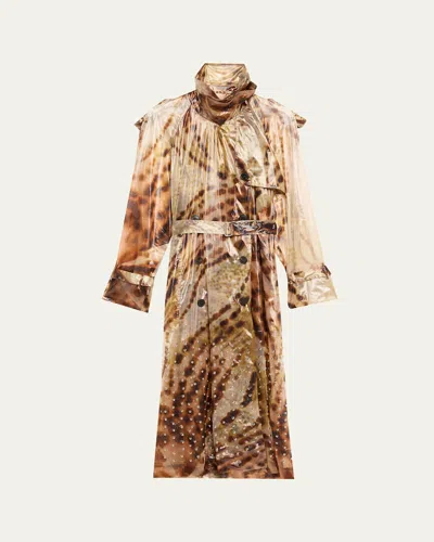 Dries Van Noten Risto Abstract-print Belted Trench Coat