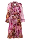 Dries Van Noten Womens Fuchsia Abstract-print Semi-sheer Shell Trench Coat Xs In Multi