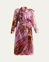 Dries Van Noten Womens Fuchsia Abstract-print Semi-sheer Shell Trench Coat Xs In Pink
