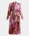 Dries Van Noten Womens Fuchsia Abstract-print Semi-sheer Shell Trench Coat Xs In Pink