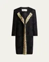 Shop Dries Van Noten Rivkam Floral Snakeskin-trim Open Front Coat In Black