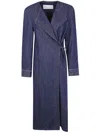 Dries Van Noten Wrap-tie Denim Coat In Blue