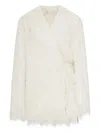 Dries Van Noten Fringed Jacket With Waist Tie And Long Sleeves In Multi