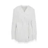 Dries Van Noten Textured Wrap Jacket With Fringed Surface In Gray