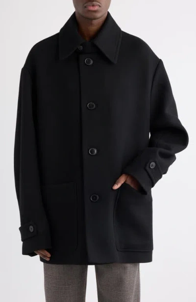 Dries Van Noten Rivne Relaxed Wool Blend Coat In Black