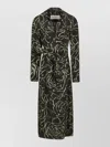 Dries Van Noten Rolana Giant Couture Rose Print Belted Crepe Trench Coat In Multi