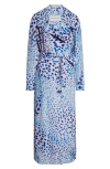 Dries Van Noten Rolana Orchid Spots Belted Crepe Trench Coat In Blue