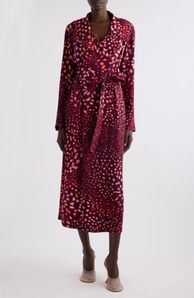 Dries Van Noten Double-breasted Belted Printed Crepe Trench Coat In Pink