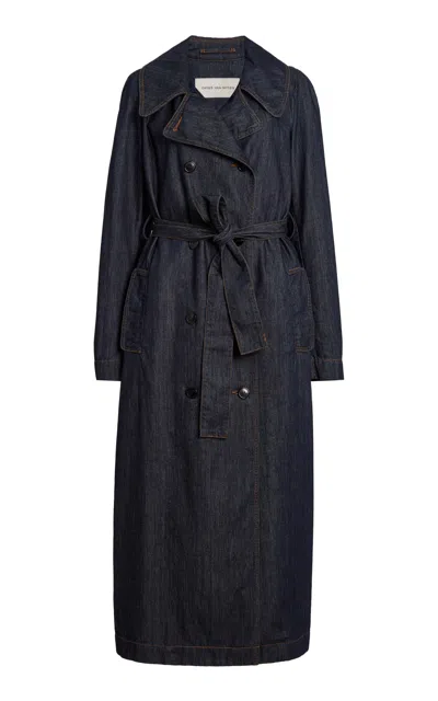 Dries Van Noten Rolanda Denim Trenchcoat In Blue