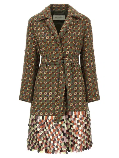 Dries Van Noten Long-sleeved Coat In Green