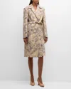 Dries Van Noten Floral Wool-blend Trench Coat In Ecru
