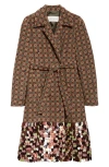 Dries Van Noten Roltas Mosaic Motif Wrap Coat In Brown