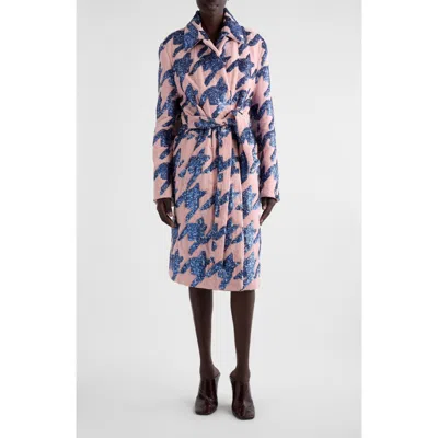 Dries Van Noten Belted Sequin-embellished Cotton-blend Terry Coat In Pink Blue