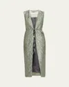 Dries Van Noten Romina Crinkle Sleeveless Long Coat