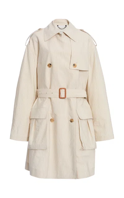 Dries Van Noten Rondarti Belted Cotton-blend Trench Coat In Neutral