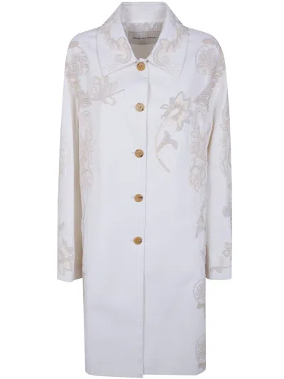 Dries Van Noten "rondero" Embroidered Single Braisted Coat In Pink