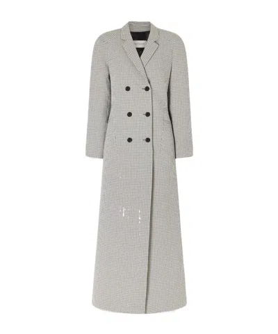 Dries Van Noten Ronna Checked Long Coat In Gray