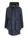 Dries Van Noten Long-sleeved Parka Coat In Blue