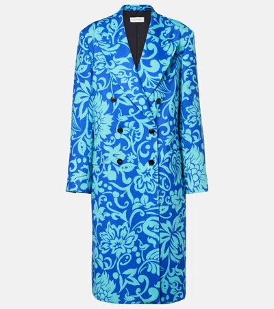 Dries Van Noten Rosea Printed Coat In Blue