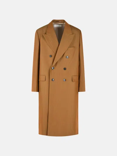 Dries Van Noten 'rosie' Brown Wool Blend Coat