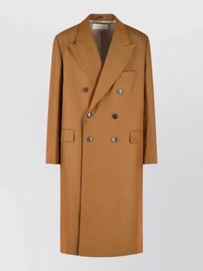 Dries Van Noten Rosie Long Wool Blend Coat In Brown