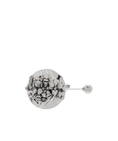 Dries Van Noten Round Brooch In Gray