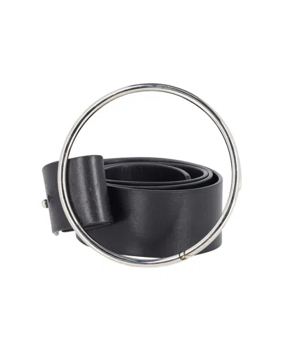 Dries Van Noten Round Buckle Belt In Black Leather
