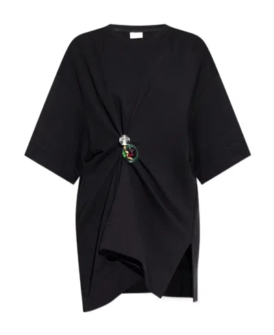 Dries Van Noten Round-collar Short-sleeve Blouse In Black