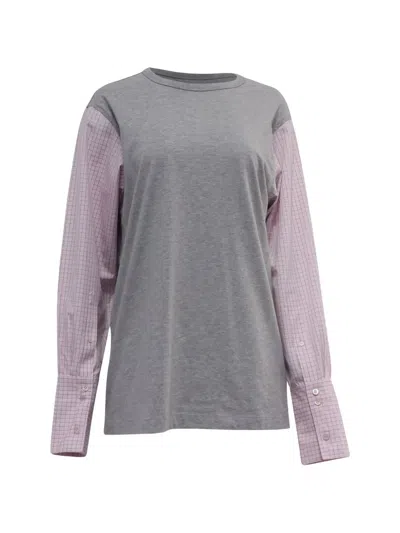 Pre-owned Dries Van Noten Round Neck Contrast Sleeves T-shirt In Gray