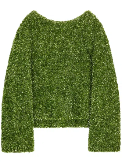 Dries Van Noten Round Neck Long Sleeve Jumper In Green