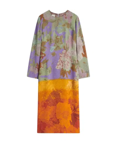 Dries Van Noten Round Neck Long-sleeved Dress In Multicolor