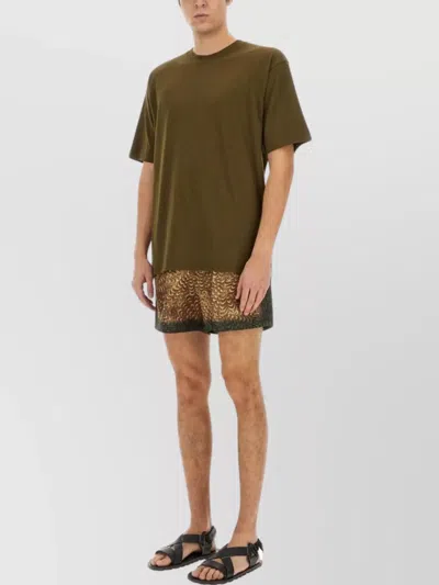 Dries Van Noten Round Neck Short Sleeve Cotton T-shirt In Gray