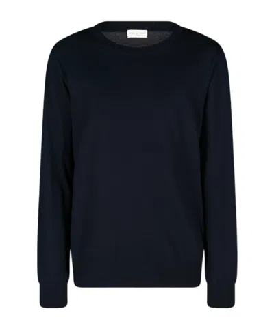 Dries Van Noten Round Neck Sweater In Navy Blue