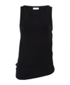 Dries Van Noten Ribbed Cotton Blend Tank Top In Black