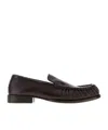 Dries Van Noten Aubergine Leather Loafers In Brown
