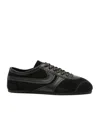 Dries Van Noten Suede Texture Sneakers Featuring Contrast Stitching In Black