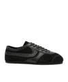 Dries Van Noten Suede Texture Sneakers Featuring Contrast Stitching In Black