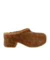 Dries Van Noten Shearling Cozy Slide Clogs In Brown