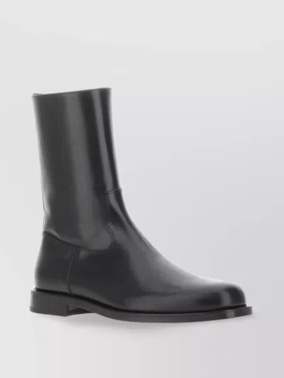 Dries Van Noten Round Toe Ankle Boots In Black